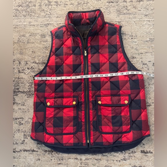 J Crew Excursion plaid quilted black and red checkered preppy vest size XL - Picture 6 of 14